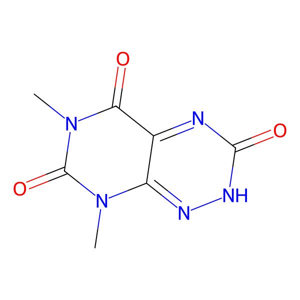 2D Structure of Pyrimido(5,4-e)-as-triazine-5,7(6H,8H)-dione, 6,8-dimethyl-3-hydroxy-
