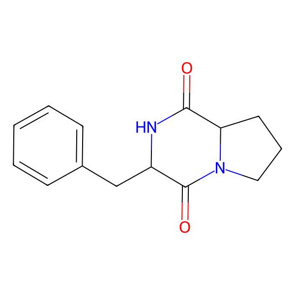 2D Structure of Pyrrolo[1,2-a]pyrazine-1,4-dione, hexahydro-3-(phenylmethyl)-