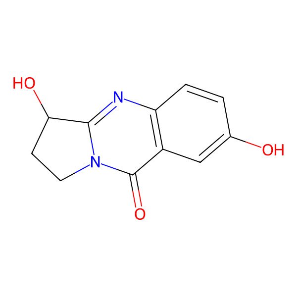 2D Structure of Pyrrolo(2,1-b)quinazolin-9(1H)-one, 2,3-dihydro-3,7-dihydroxy-, (3S)- 2D Structure of Pyrrolo(2,1-b)quinazolin-9(1H)-one, 2,3-dihydro-3,7-dihydroxy-, (3S)-