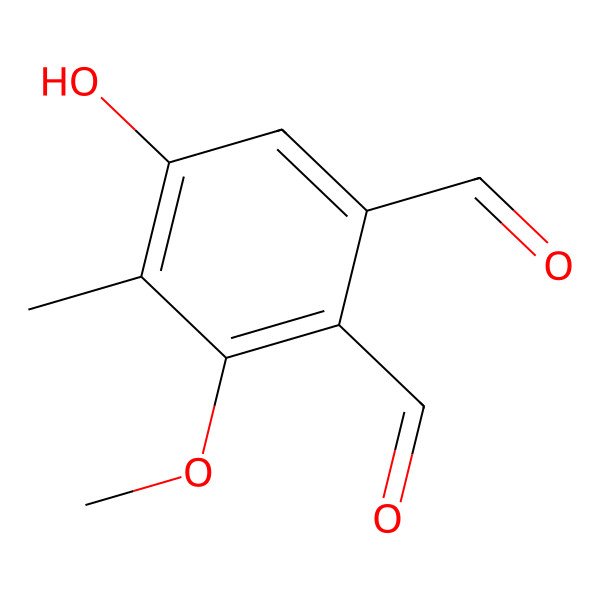 2D Structure of 5-Hydroxy-3-methoxy-4-methylbenzene-1,2-dicarbaldehyde