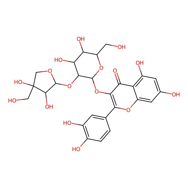 2D Structure of Quercetin 3-apiosyl-(1->2)-galactoside