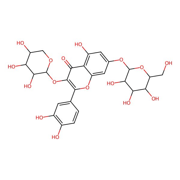 2D Structure of Quercetin 3-arabinoside 7-glucoside