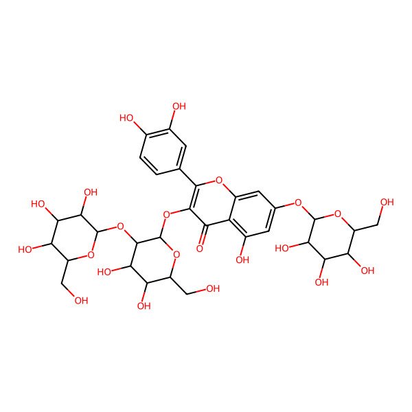 2D Structure of Quercetin 3-glucosyl-(1->2)-galactoside 7-glucoside