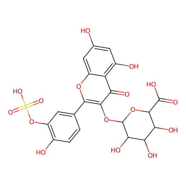 2D Structure of Quercetin 3-glucuronide-3'-sulfate