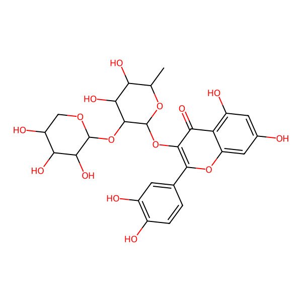 2D Structure of quercetin-3-O-deoxyhexosyl(1-2)pentoside