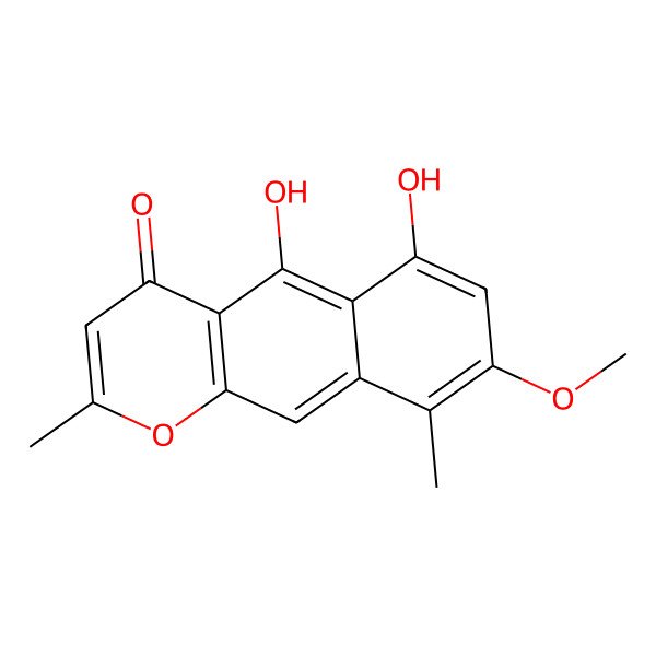 2D Structure of 5,6-Dihydroxy-8-methoxy-2,9-dimethyl-4H-naphtho(2,3-b)pyran-4-one
