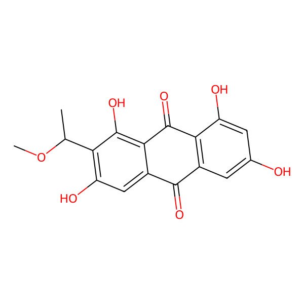 2D Structure of (R)-1,3,6,8-tetrahydroxy-2-(1-methoxyethyl)anthracene-9,10-dione