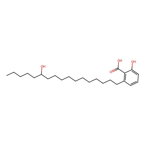 2D Structure of (R)-2-hydroxy-6-(12-hydroxyheptadecyl)benzoic acid