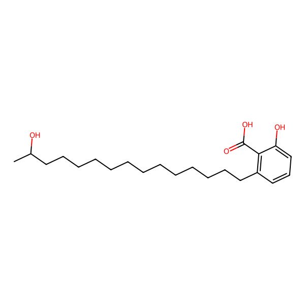 2D Structure of (R)-2-hydroxy-6-(14-hydroxypentadecyl)benzoic acid