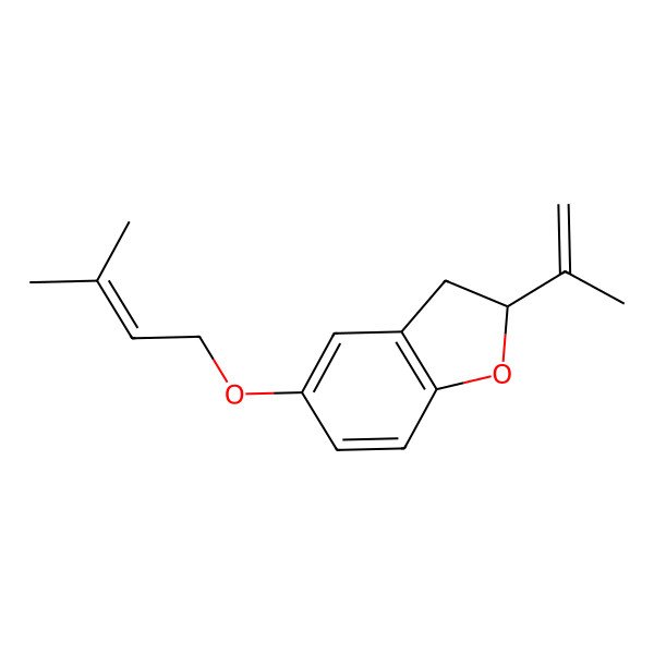 2D Structure of (R)-2,3-dihydro-2-(1-methylethenyl)-5-((3-methylbut-2-en-1-yl)oxy)benzofuran