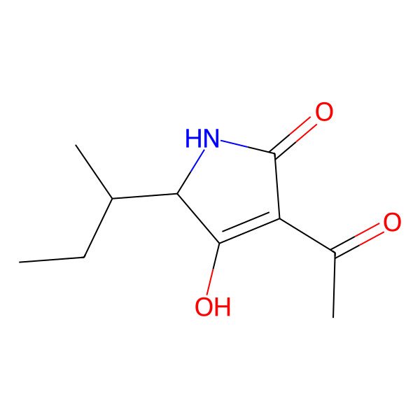 2D Structure of (R)-3-Acetyl-5-((S)-sec-butyl)-4-hydroxy-1,5-dihydro-2H-pyrrol-2-one