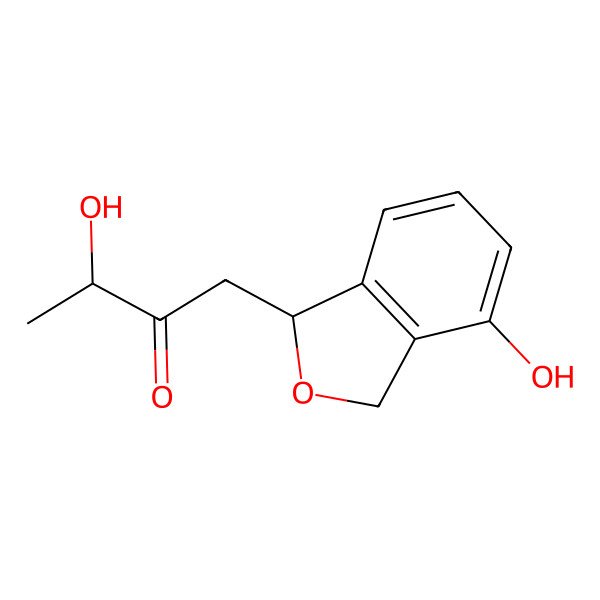 2D Structure of (R)-3-hydroxy-1-[(S)-4-hydroxy-1,3-dihydroisobenzofuran-1-yl]butan-2-one
