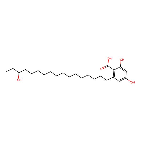 2D Structure of (R)-3,5-dihydroxy-7-(15-hydroxyheptadecyl)benzoic acid