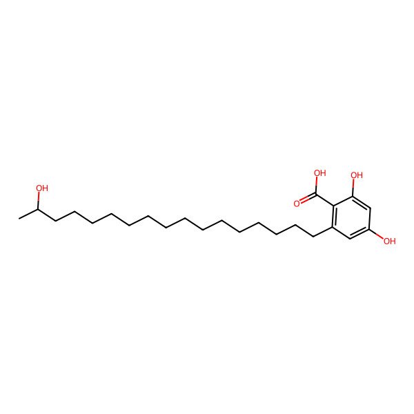 2D Structure of (R)-3,5-dihydroxy-7-(16-hydroxyheptadecyl)benzoic acid