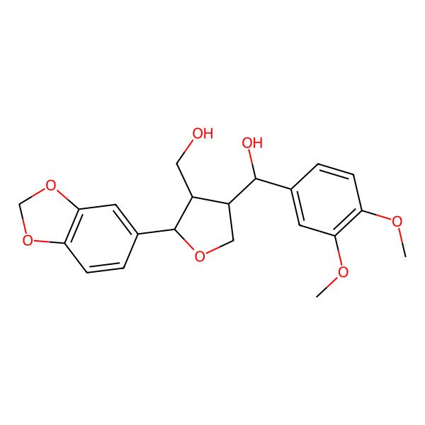 2D Structure of (R)-[(3R,4R,5S)-5-(1,3-benzodioxol-5-yl)-4-(hydroxymethyl)oxolan-3-yl]-(3,4-dimethoxyphenyl)methanol