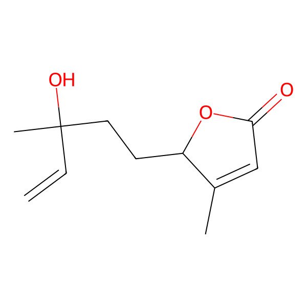 2D Structure of (2R)-2-[(3S)-3-hydroxy-3-methylpent-4-enyl]-3-methyl-2H-furan-5-one
