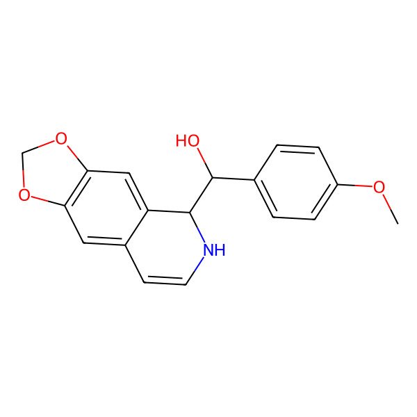 2D Structure of (R)-[(5S)-5,6-dihydro-[1,3]dioxolo[4,5-g]isoquinolin-5-yl]-(4-methoxyphenyl)methanol