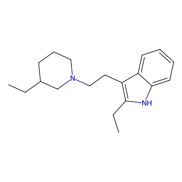 2D Structure of 2-ethyl-3-[2-[(3R)-3-ethylpiperidin-1-yl]ethyl]-1H-indole