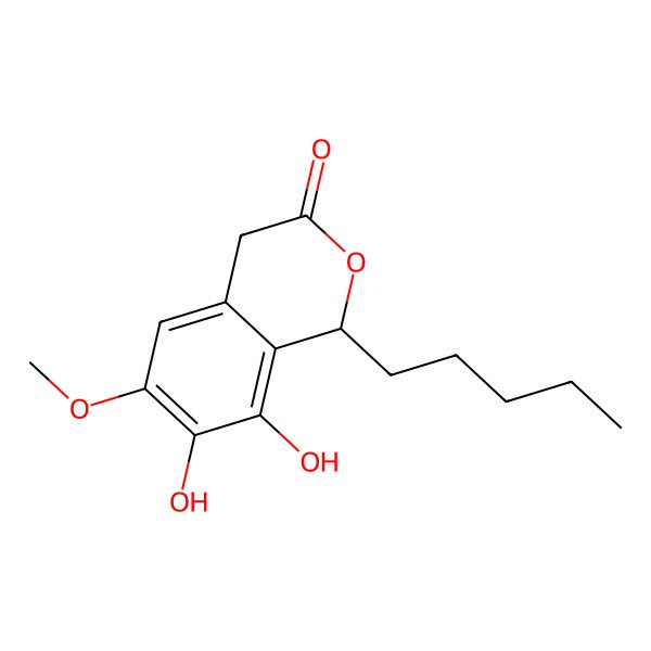 2D Structure of 7,8-Dihydroxy-6-methoxy-1-pentyl-1,4-dihydroisochromen-3-one