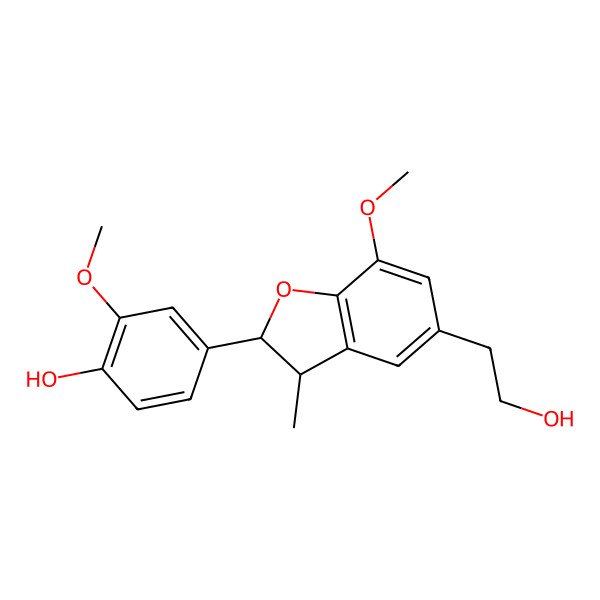2D Structure of rel-(2R,3R)-2,3-Dihydro-2-(4-hydroxy-3-methoxyphenyl)-7-methoxy-3-methyl-5-benzofuranethanol