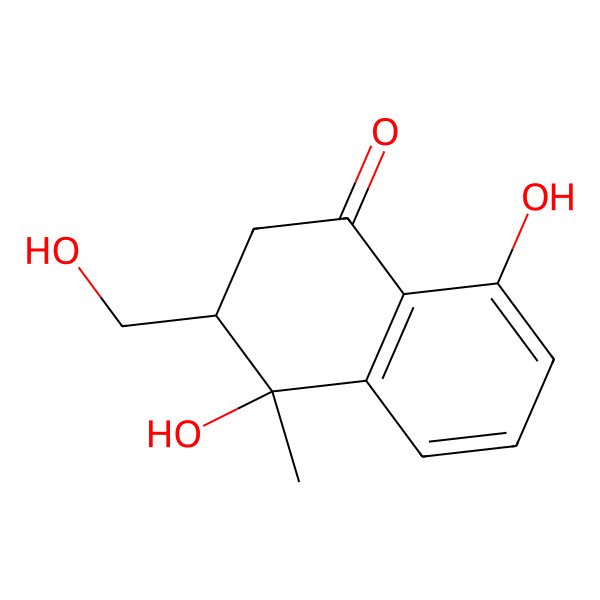 2D Structure of (Rel)-4beta,8-dihydroxy-3alpha-hydroxymethyl-4alpha-methyl-1,2,3,4-tetrahydronaphthalene-1-one