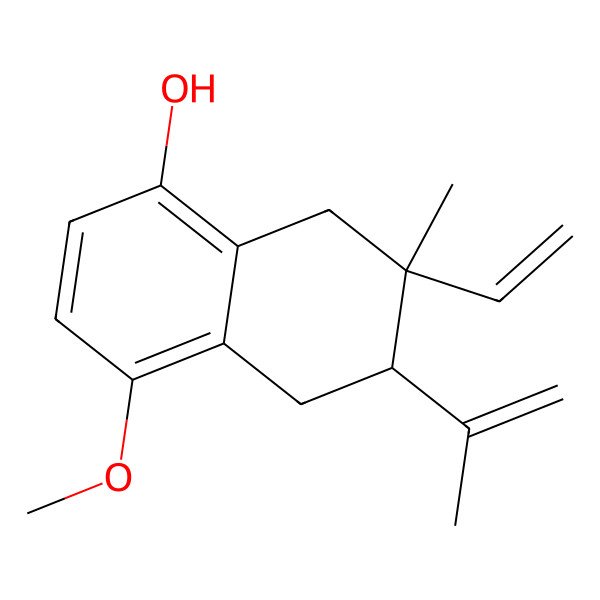 2D Structure of rel-(6R,7S)-7-Ethenyl-5,6,7,8-tetrahydro-4-methoxy-7-methyl-6-(1-methylethenyl)-1-naphthalenol