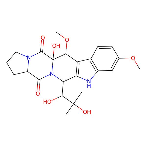 2D Structure of rel-(8S,19S)-19,20-dihydro-9,19,20-trihydroxy-8-methoxy-9-epi-fumitremorgin C