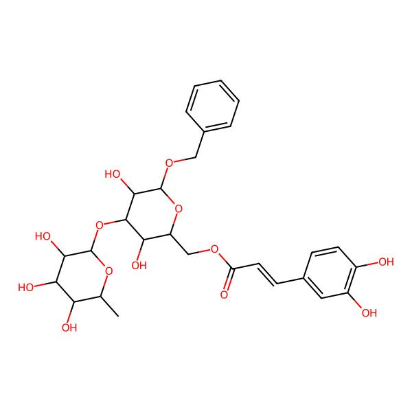 2D Structure of Rha(a1-3)[coumaroyl(3-OH)(-6)]Glc(b)-O-Bn