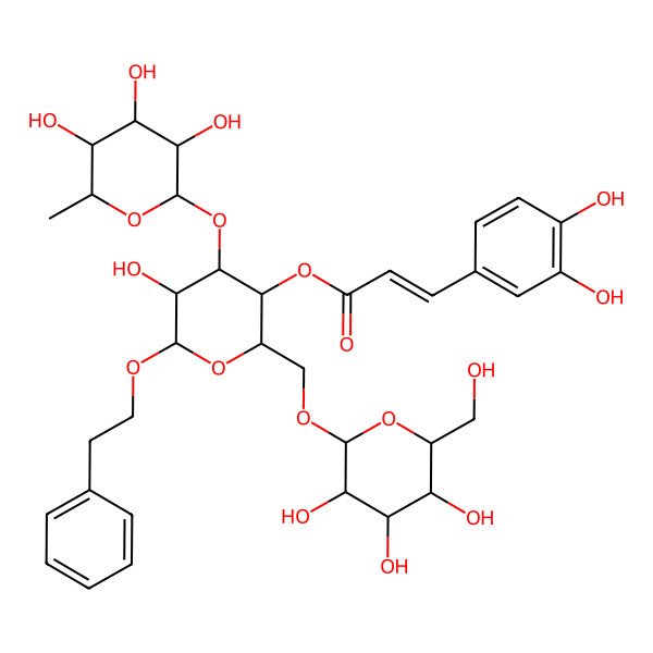 2D Structure of Rha(a1-3)[Glc(b1-6)][coumaroyl(3-OH)(-4)]Glc(b)-O-EtPh