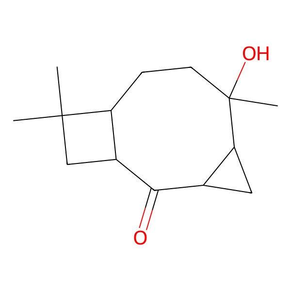 2D Structure of (1S,3R,5R,6R,9R)-6-hydroxy-6,10,10-trimethyltricyclo[7.2.0.03,5]undecan-2-one