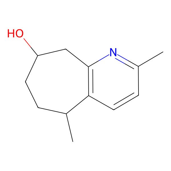 2D Structure of (5R,8S)-2,5-dimethyl-6,7,8,9-tetrahydro-5H-cyclohepta[b]pyridin-8-ol