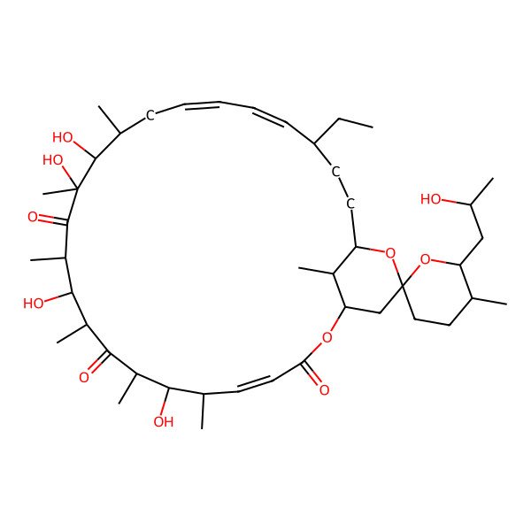 2D Structure of (1R,4E,5'R,6R,6'R,7S,8R,10S,11S,12R,14S,15R,16S,18E,20E,22S,25R,27S,29S)-22-ethyl-7,11,14,15-tetrahydroxy-6'-[(2S)-2-hydroxypropyl]-5',6,8,10,12,14,16,29-octamethylspiro[2,26-dioxabicyclo[23.3.1]nonacosa-4,18,20-triene-27,2'-oxane]-3,9,13-trione