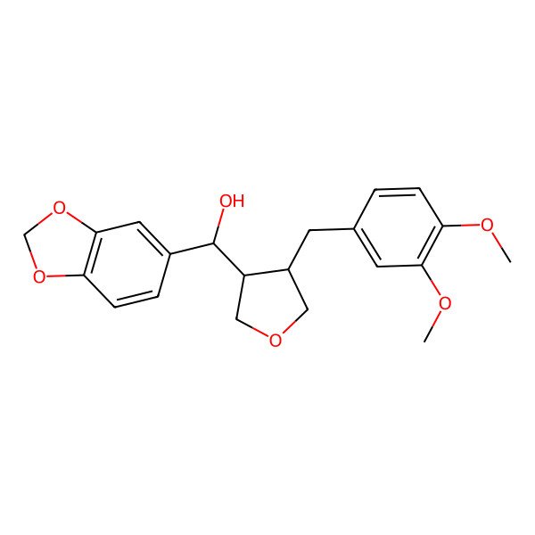 2D Structure of (S)-1,3-benzodioxol-5-yl-[(3S,4S)-4-[(3,4-dimethoxyphenyl)methyl]oxolan-3-yl]methanol