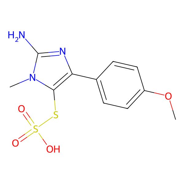 2D Structure of S-(2-Amino-4-(4-methoxyphenyl)-1-methyl-1H-imidazol-5-yl) O-hydrogen sulfothioate
