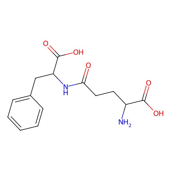 2D Structure of (S)-2-Amino-5-(((S)-1-carboxy-2-phenylethyl)amino)-5-oxopentanoic acid