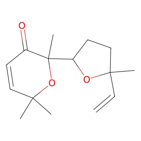 2D Structure of (S)-2,6,6-Trimethyl-2-((2S,5R)-5-methyl-5-vinyltetrahydrofuran-2-yl)-2H-pyran-3(6H)-one