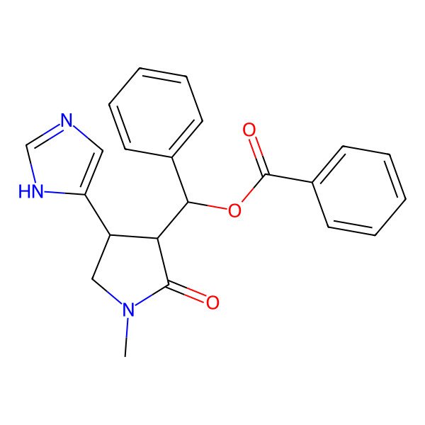 2D Structure of [(S)-[(3S,4R)-4-(1H-imidazol-5-yl)-1-methyl-2-oxopyrrolidin-3-yl]-phenylmethyl] benzoate