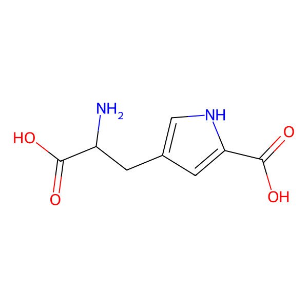 2D Structure of (S)-4-(2-Amino-2-carboxyethyl)-1H-pyrrole-2-carboxylic acid