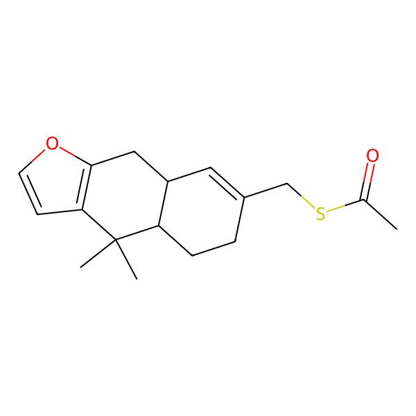 2D Structure of S-[[(4aS,8aS)-4,4-dimethyl-5,6,8a,9-tetrahydro-4aH-benzo[f][1]benzofuran-7-yl]methyl] ethanethioate