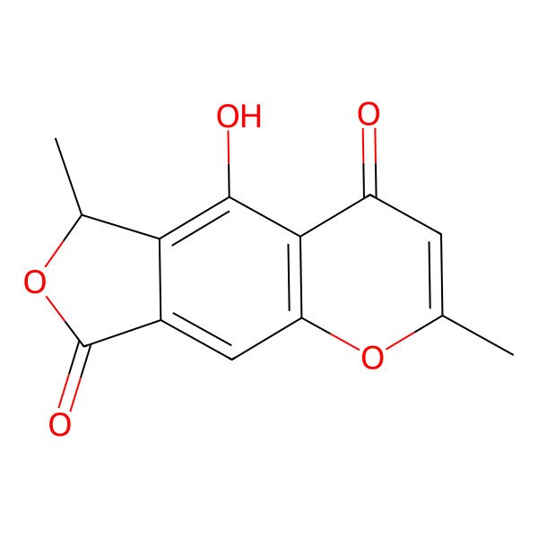 2D Structure of (S)-5-hydroxy-2,6-dimethyl-4H-furo[3,4-g]benzopyran-4,8(6H)-dione