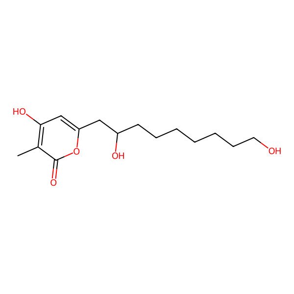 2D Structure of (S)-6-(2,9-dihydroxynonyl)-4-hydroxy-3-methyl-2H-pyran-2-one