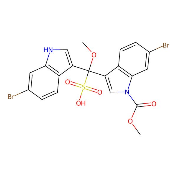 2D Structure of (S)-(6-bromo-1H-indol-3-yl)-(6-bromo-1-methoxycarbonylindol-3-yl)-methoxymethanesulfonic acid
