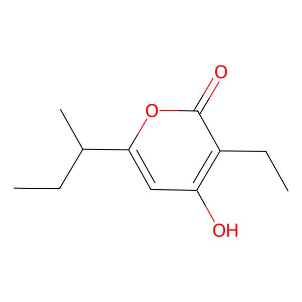 2D Structure of (S)-6-(sec-butyl)-3-ethyl-4-hydroxy-2H-pyran-2-one