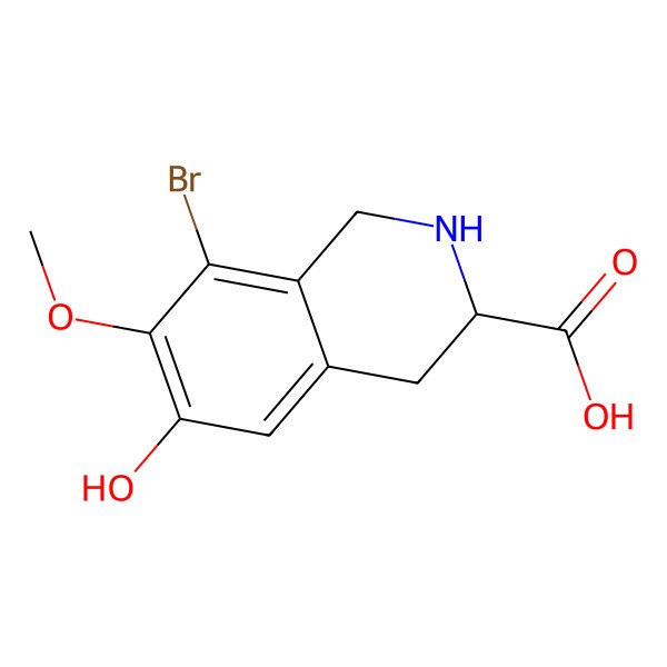 2D Structure of (s)-8-Bromo-6-hydroxy-7-methoxy-1,2,3,4-tetrahydroisoquinoline-3-carboxylic acid