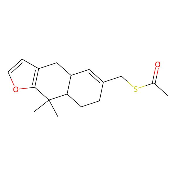 2D Structure of S-[(9,9-dimethyl-4a,7,8,8a-tetrahydro-4H-benzo[f][1]benzofuran-6-yl)methyl] ethanethioate