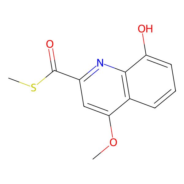 2D Structure of S-methyl 8-hydroxy-4-methoxyquinoline-2-carbothioate