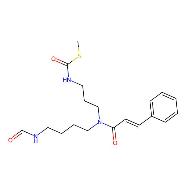 2D Structure of S-methyl N-[3-[4-formamidobutyl(3-phenylprop-2-enoyl)amino]propyl]carbamothioate