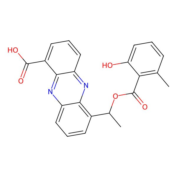 2D Structure of 1-Phenazinecarboxylic acid, 6-[1-[(2-hydroxy-6-methylbenzoyl)oxy]ethyl]-