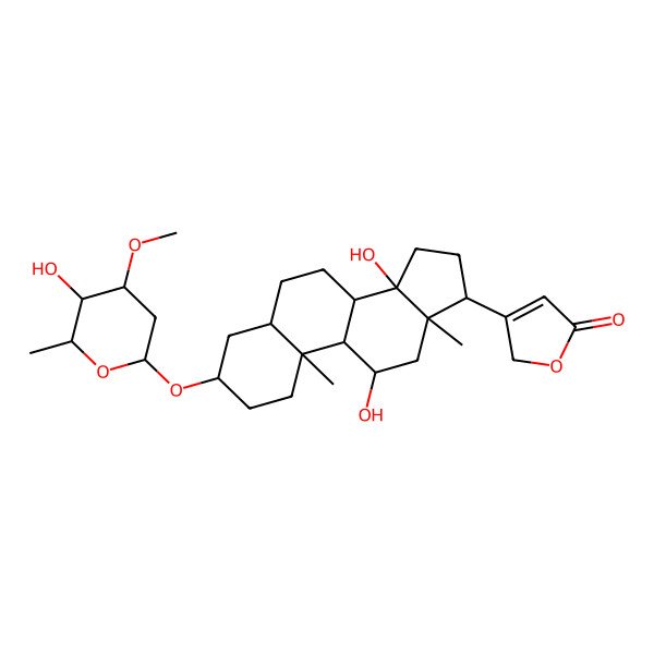 2D Structure of 3-[(2,6-Dideoxy-3-O-methylhexopyranosyl)oxy]-11,14-dihydroxycard-20(22)-enolide