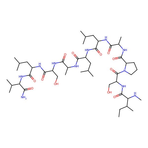2D Structure of Me-Ile-Ser-Pro-Ala-Leu-Leu-Ala-Ser-Leu-Val-NH2